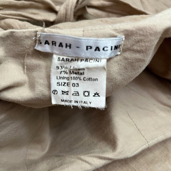 SARAH PACINI Beige Linen Harem Pants Made In Italy Size 3 US Large - Picture 8 of 9